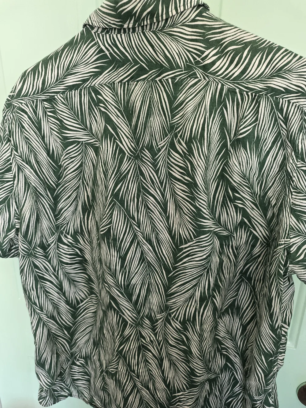 J. Crew Green Leaf Print Short-Sleeve Button-Up Shirt